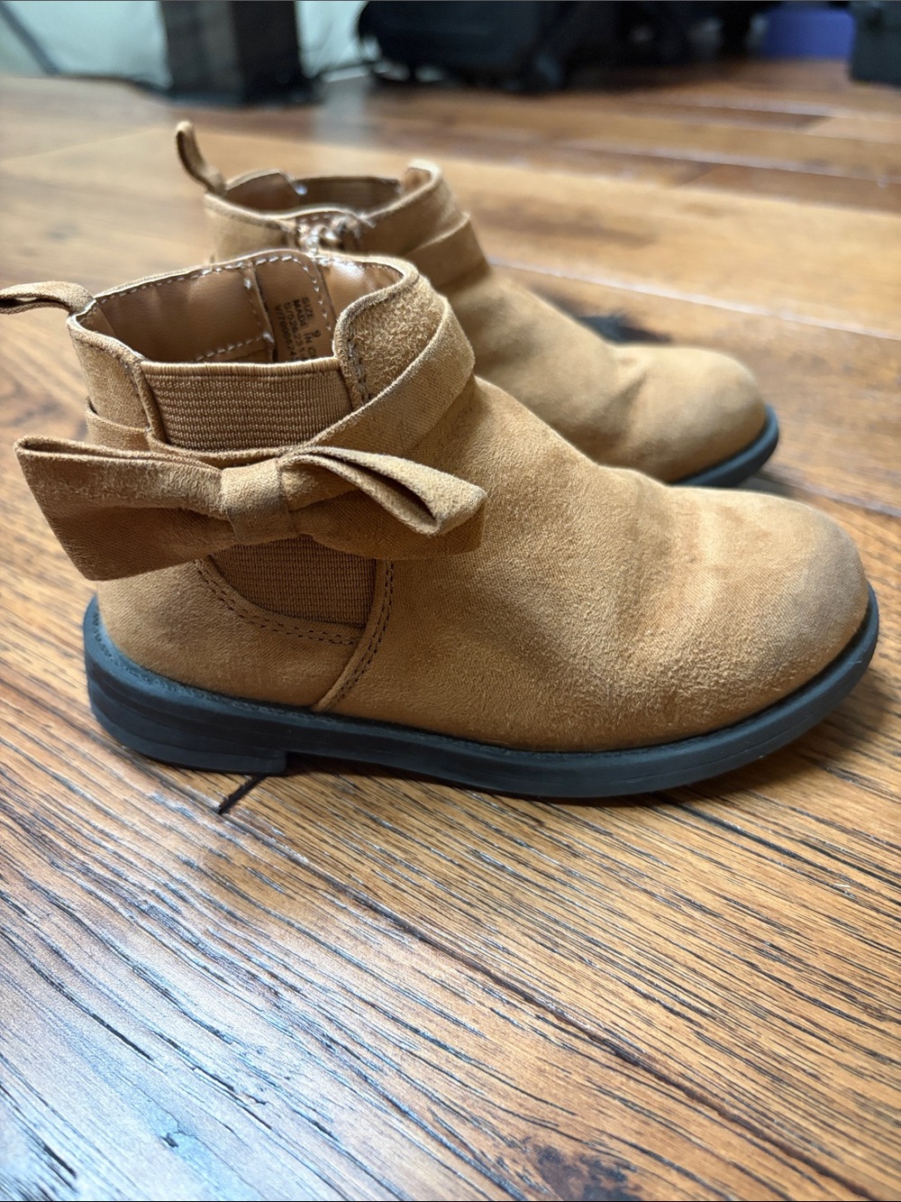 Adorable Tan Suede Bow Ankle Boots with bow